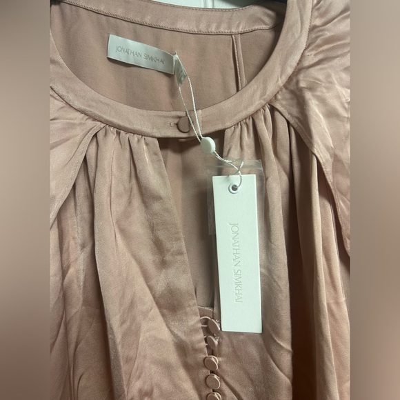 NWT Jonathan Simkhai Audrey Fluid Satin Cape Top Macchiato Size XL - Picture 7 of 11